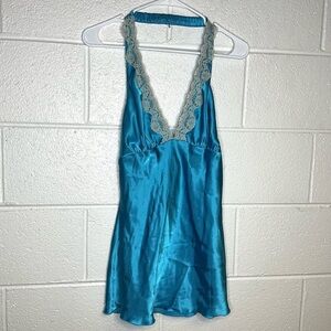 < Y2K Love Squared Lace Trimmed Halter Lingerie Piece >